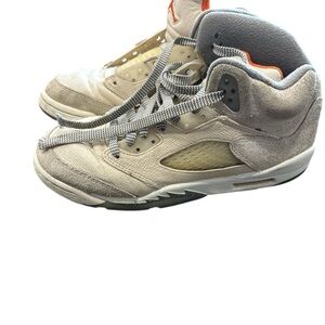 Stylish Beige and Gray Jordans High-Top Sneakers size 7